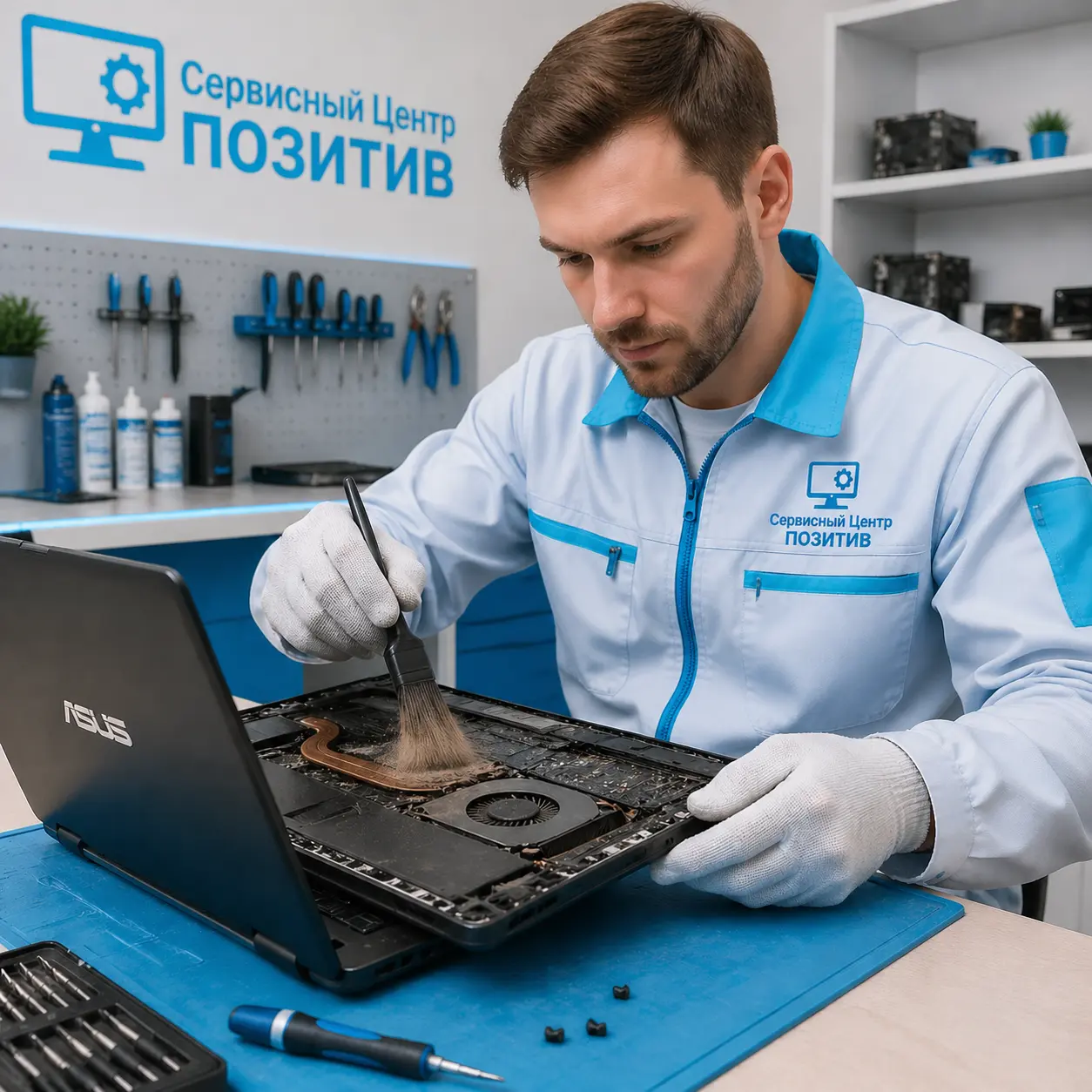 Чистка ноутбука Asus от пыли в Слободском | Замена термопасты