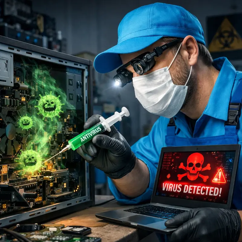 Лечение компьютера от вирусов в Слободском на дому